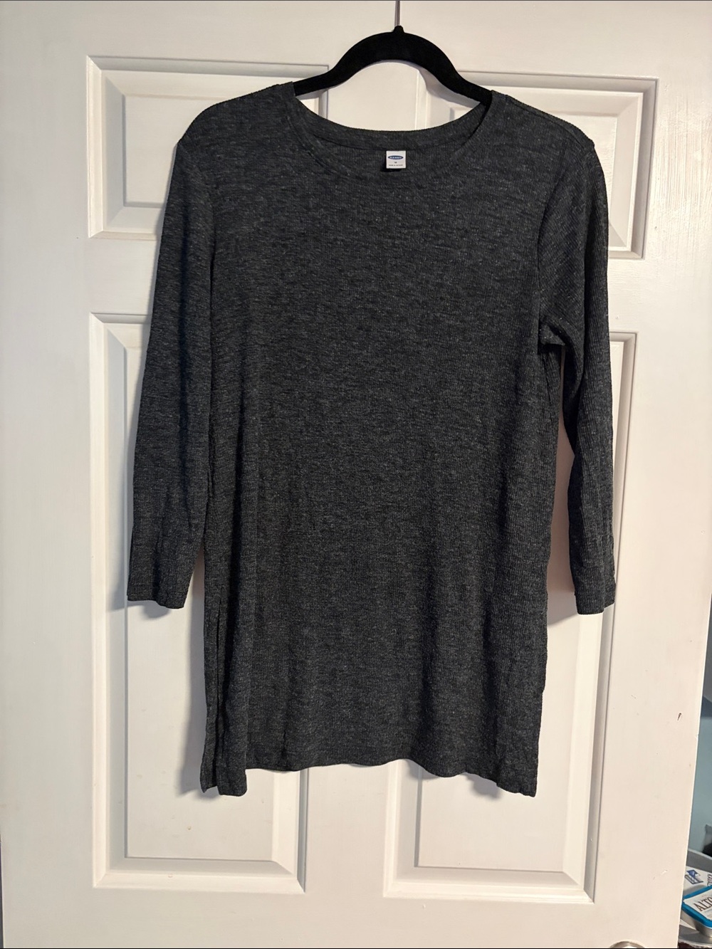 Old Navy Charcoal Gray Crew Neck Knit Tunic Sweater